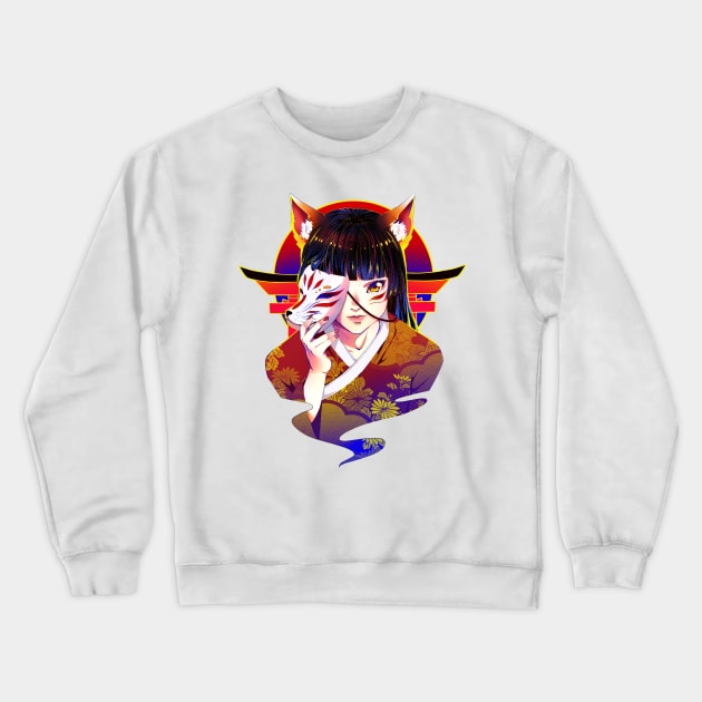 Anime Inari fox girl Crewneck Sweatshirt by AnGo